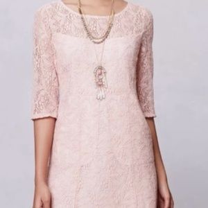 Anthropologie Maeve L pink lace dress